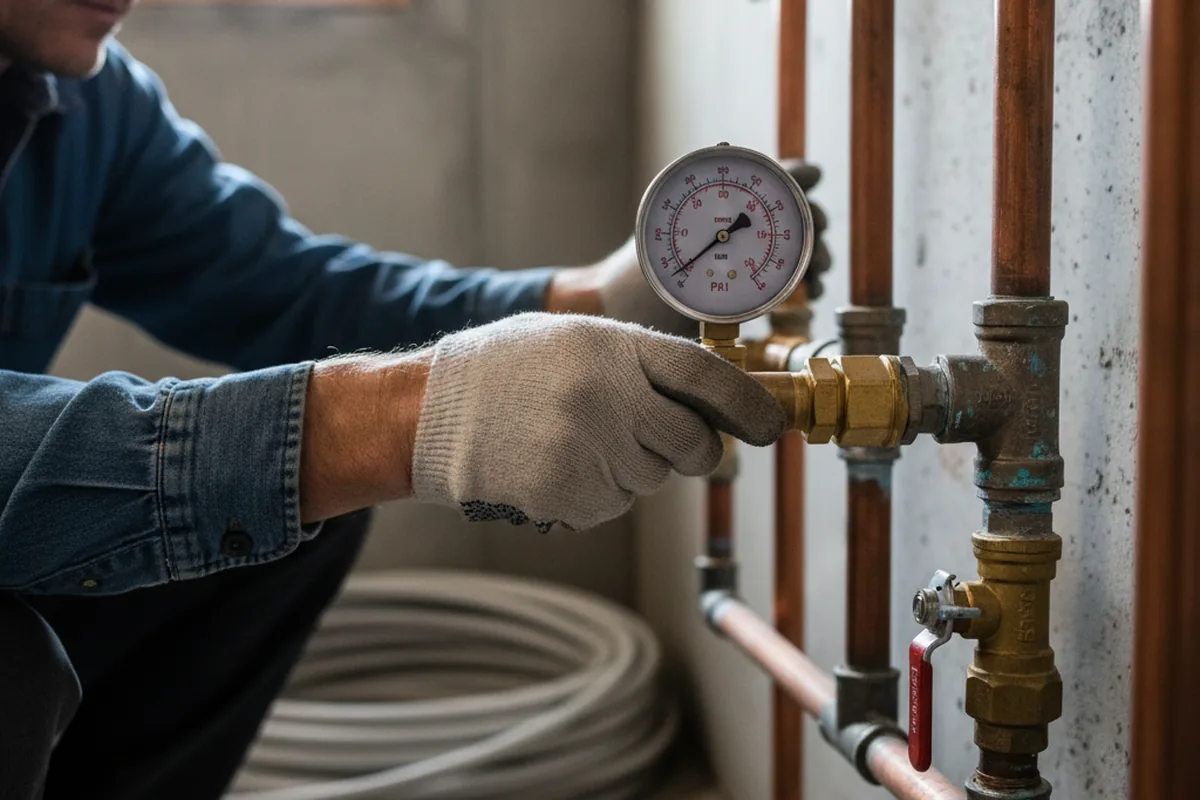 Pressure testing a repaired line during Water Line Repair in Bentleyville